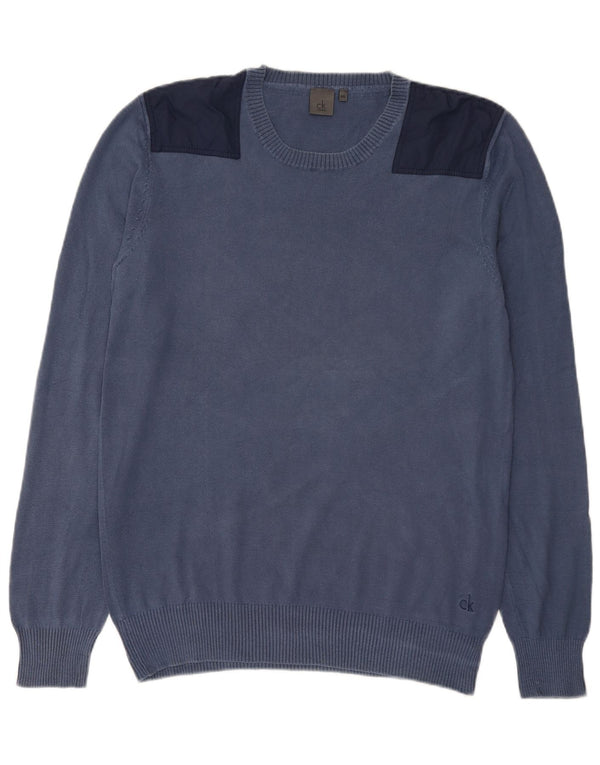 Calvin Klein Herre rund hals sweater 2XL marineblå Colourblock bomuld