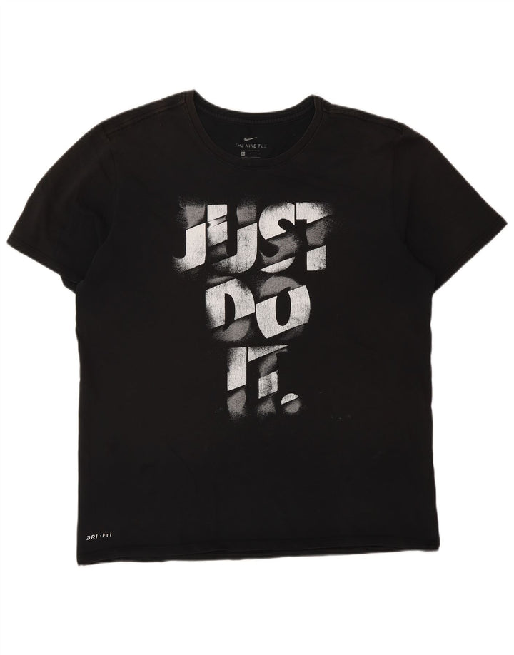 NIKE Herre Dri Fit grafisk T-shirt Top Stor sort bomuld