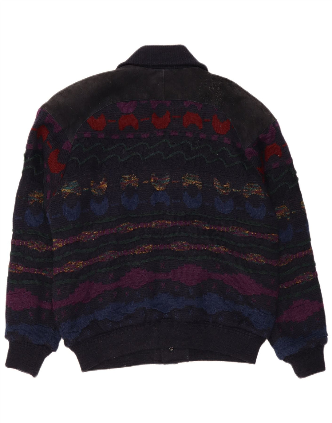 C&A Herre cardigan sweater IT 48/50 Mellem marineblå stribet akryl