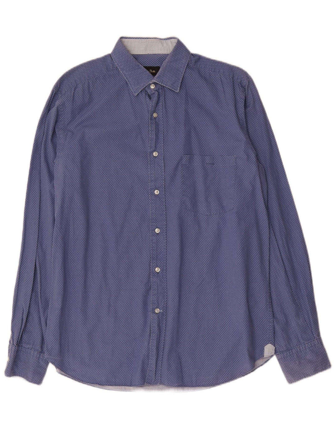 Massimo Dutti Herre Slim Fit Skjorte Stor Blå Polka Dot Bomuld