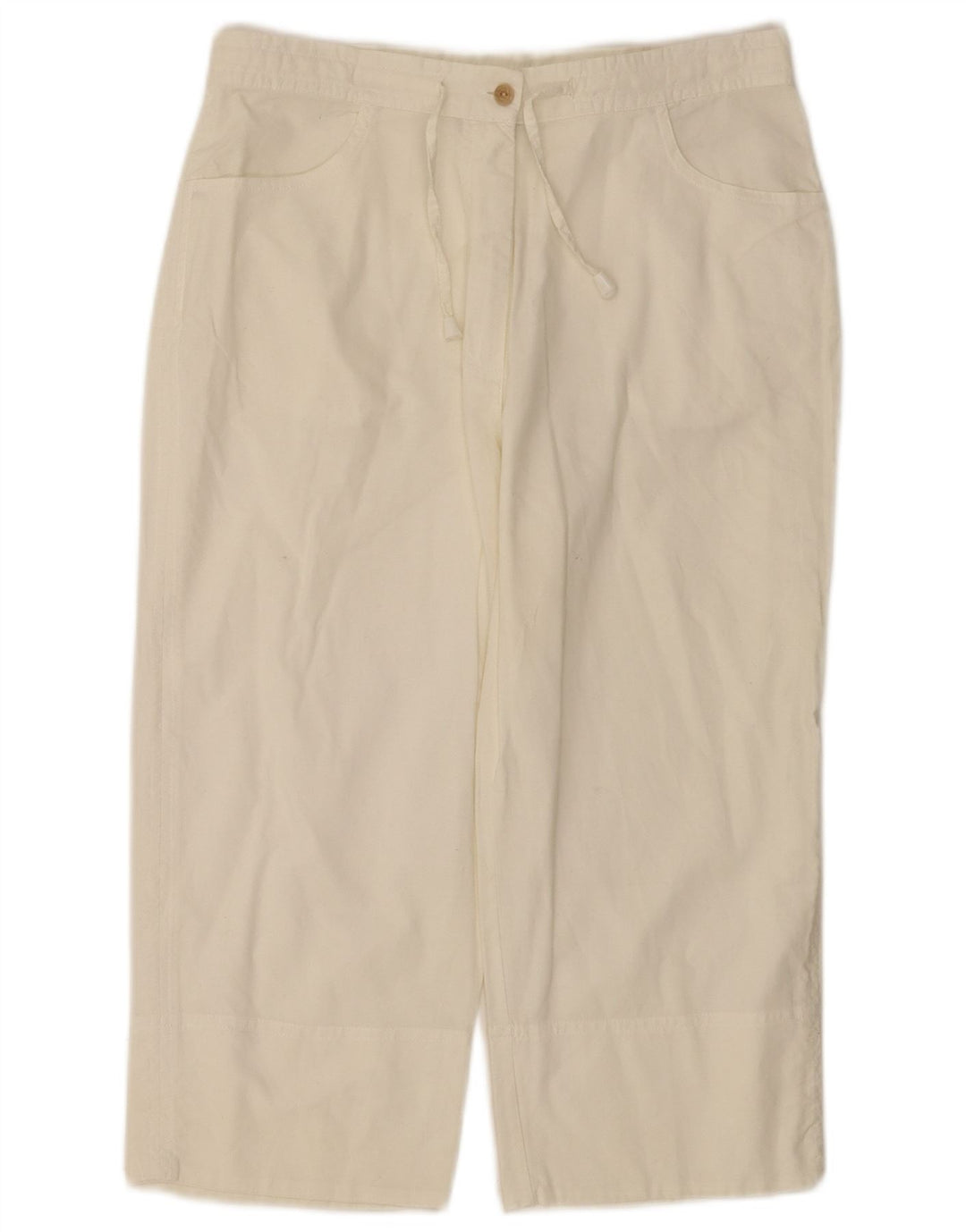 VINTAGE Lige Capri-bukser til kvinder Medium W28 L18 Hvid bomuld