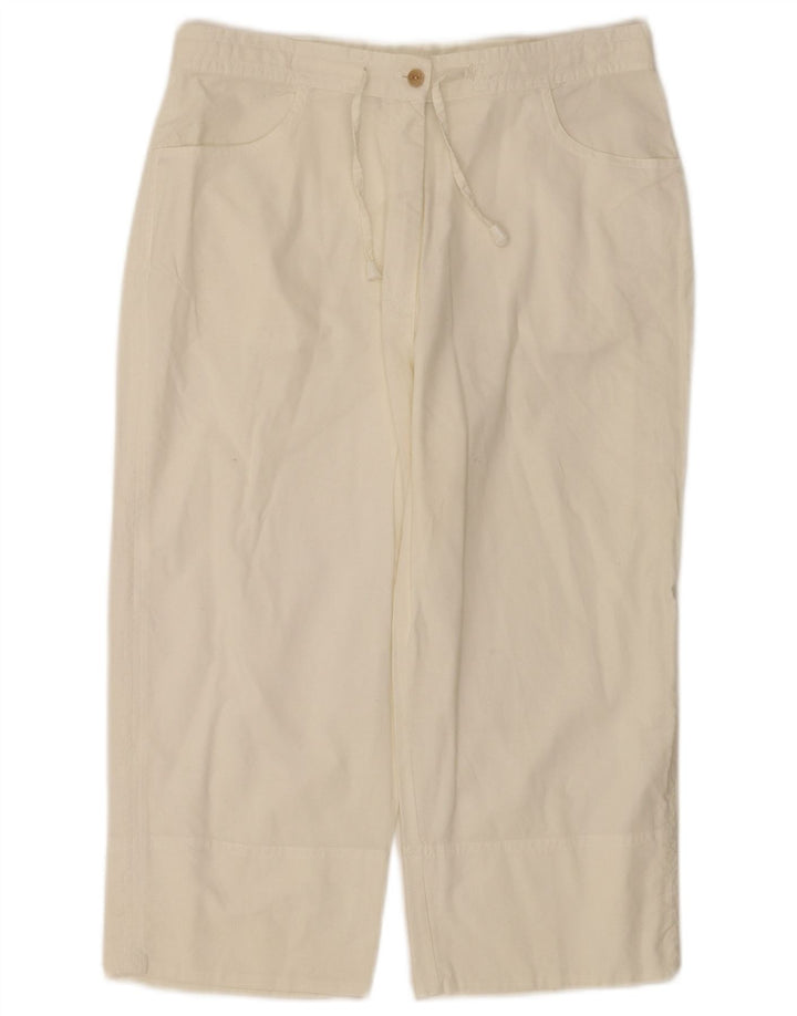 VINTAGE Lige Capri-bukser til kvinder Medium W28 L18 Hvid bomuld