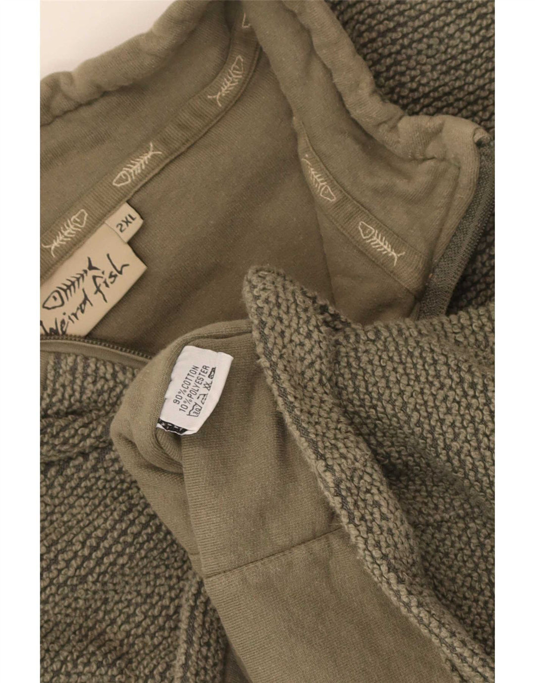 Weird Fish Herre træningsdragt Topjakke 2XL Khaki Bomuld