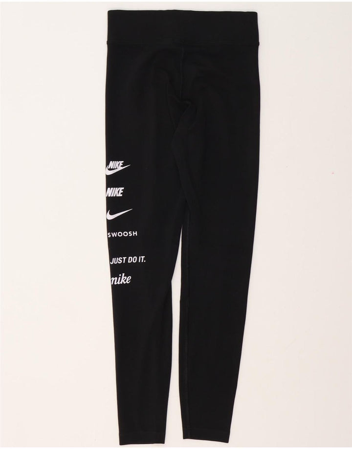 NIKE Grafiske Leggings til kvinder UK 10 Lille sort polyester