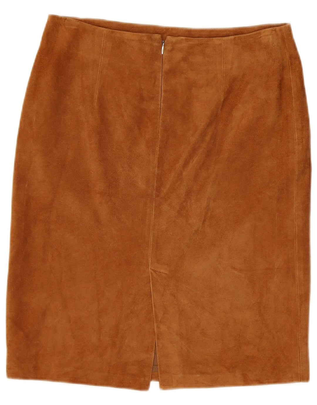 Vintage lige nederdel i ruskind til kvinder W29 medium brun