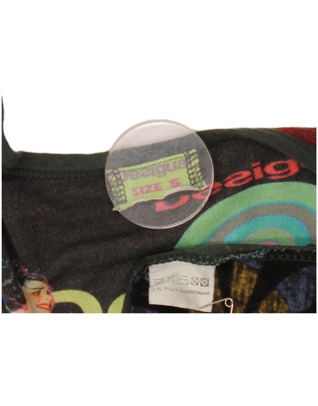 Desigual Womens Grafisk Top Langærmet UK 8 Small Multicolored Viscose