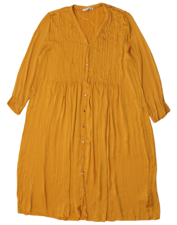 Zara Womens Shirt Dress UK 20 2XL Yellow Polyester