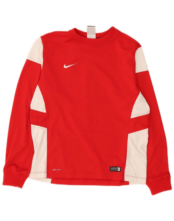 Nike Boys Dri Fit Top Langærmet 13-14 år XL Rød Colourblock