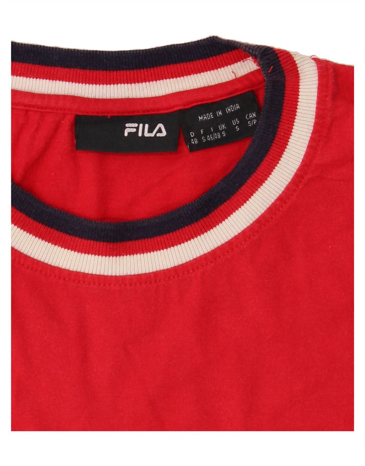 FILA Mens Graphic T-Shirt Top Small Red Vintage Fila and Second-Hand Fila from Messina Hembry 