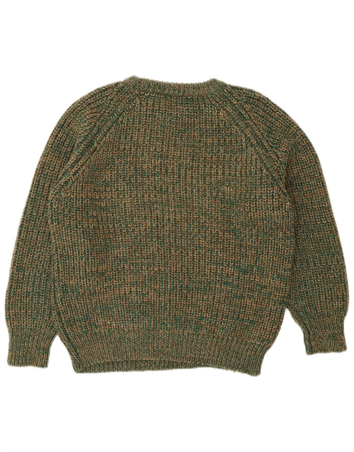 Vintage dame sweater med rund hals IT 42 Medium Green Flecked Wool
