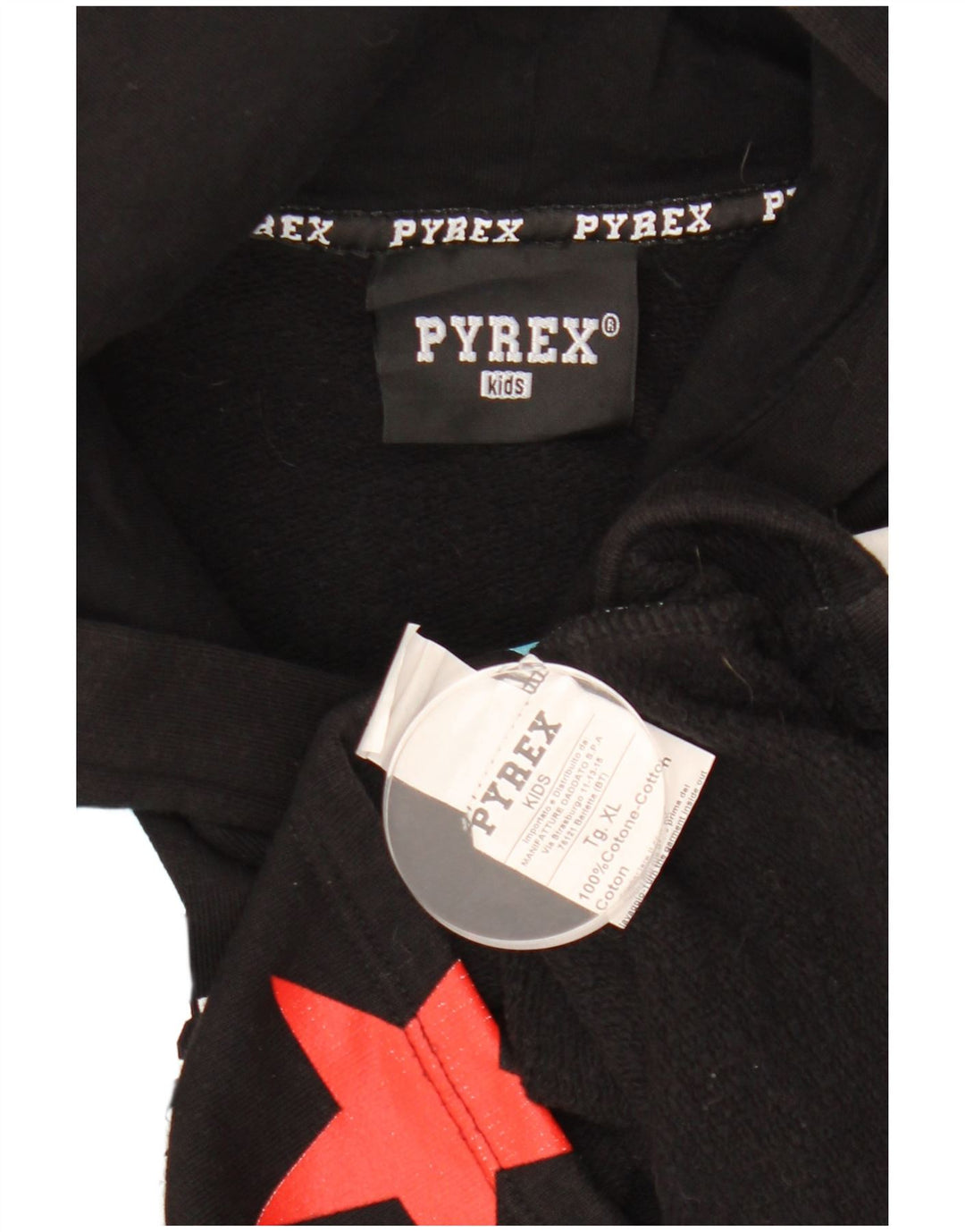 PYREX Girls Crop Graphic Hoodie Jumper 11-12 år XL Sort Geometrisk