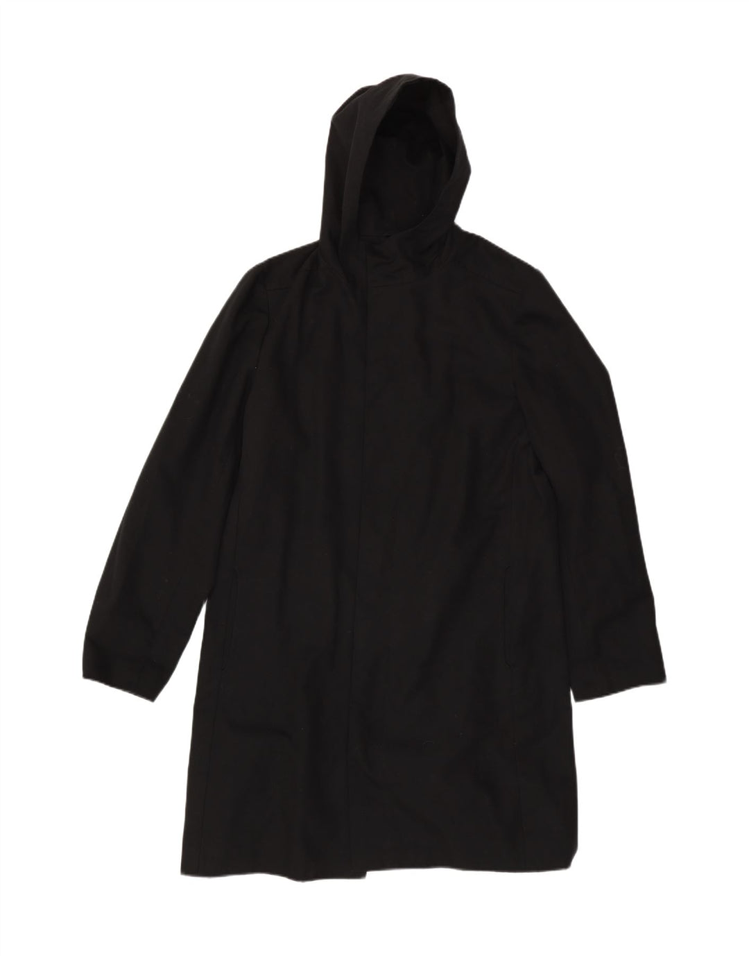 VINTAGE Herre Hætteoverfrakke UK 40 Large Black Acetate