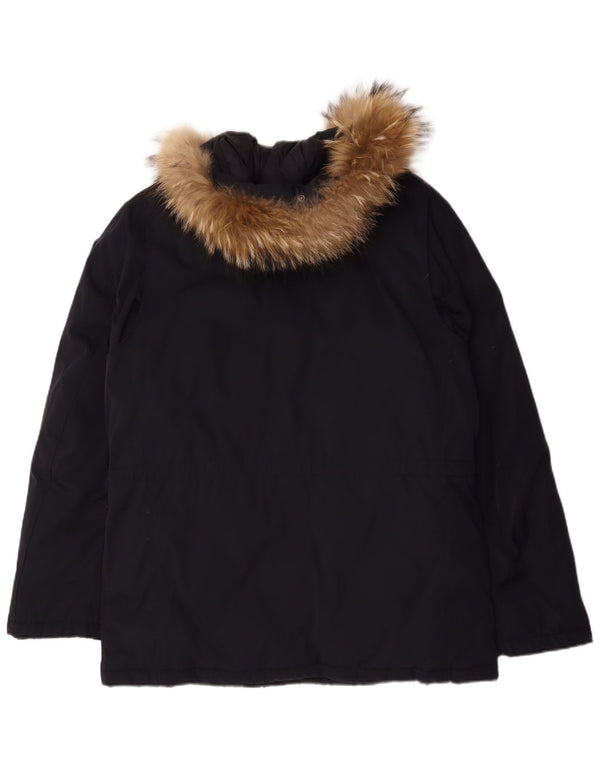 BLAUER Mens Hooded Parka Jacket UK 42 XL Navy Blue