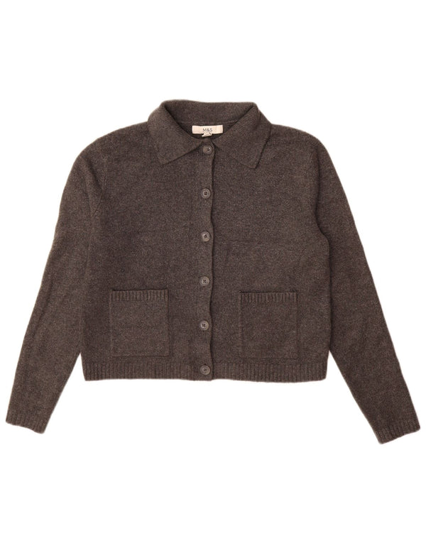 Marks & Spencer Dame Cardigan Sweater UK 10 Small Grå Polyester