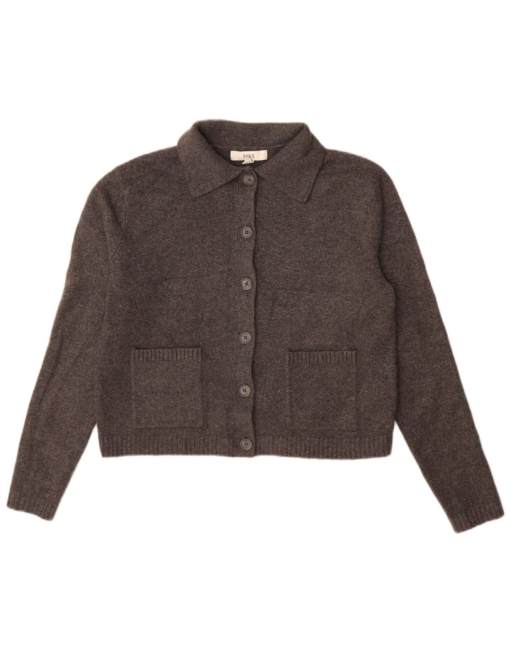 Marks & Spencer Dame Cardigan Sweater UK 10 Small Grå Polyester