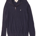 Penguin Herre Zip Neck Jumper Sweater Stor Marineblå Bomuld