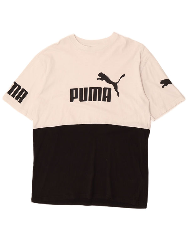 Puma Herre grafisk T-shirt Top Medium Sort Colourblock Bomuld