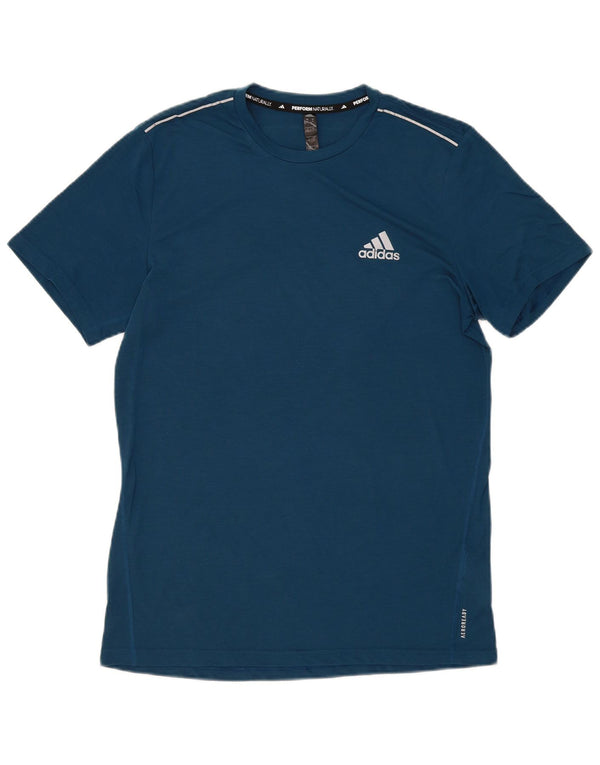 Adidas Herre Aeroready T-Shirt Top Medium Blue Polyester
