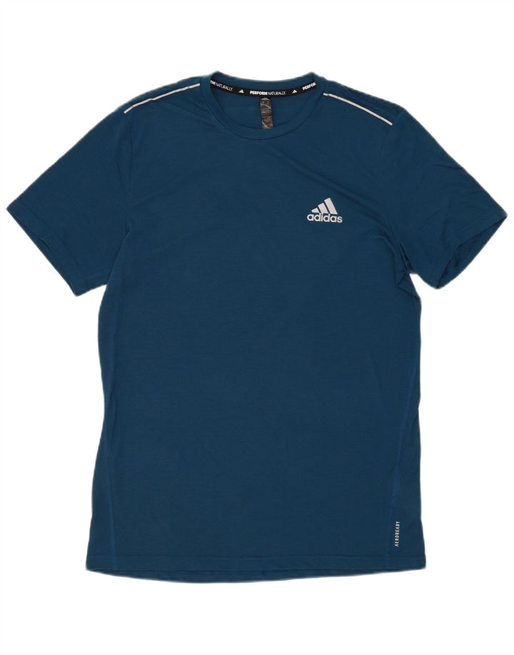 Adidas Herre Aeroready T-Shirt Top Medium Blue Polyester