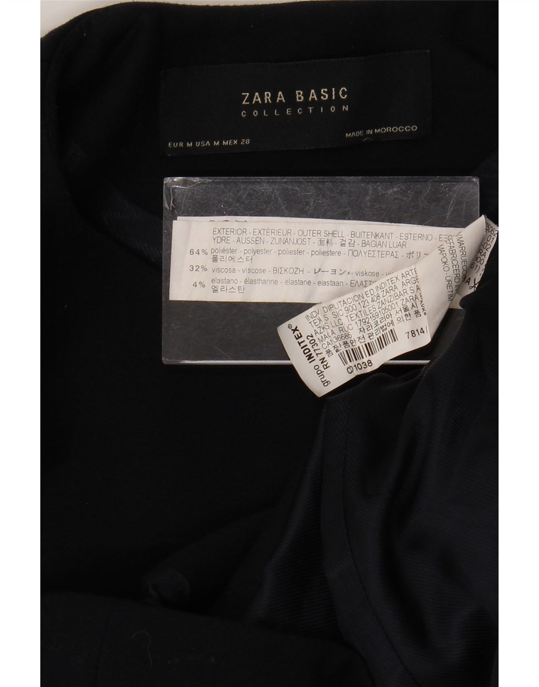 Zara Dame Blazer Jakke UK 12 Medium Navy Blue Polyester