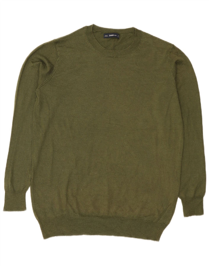Zara Dame Jumper Sweater UK 14 Medium Khaki Polyester