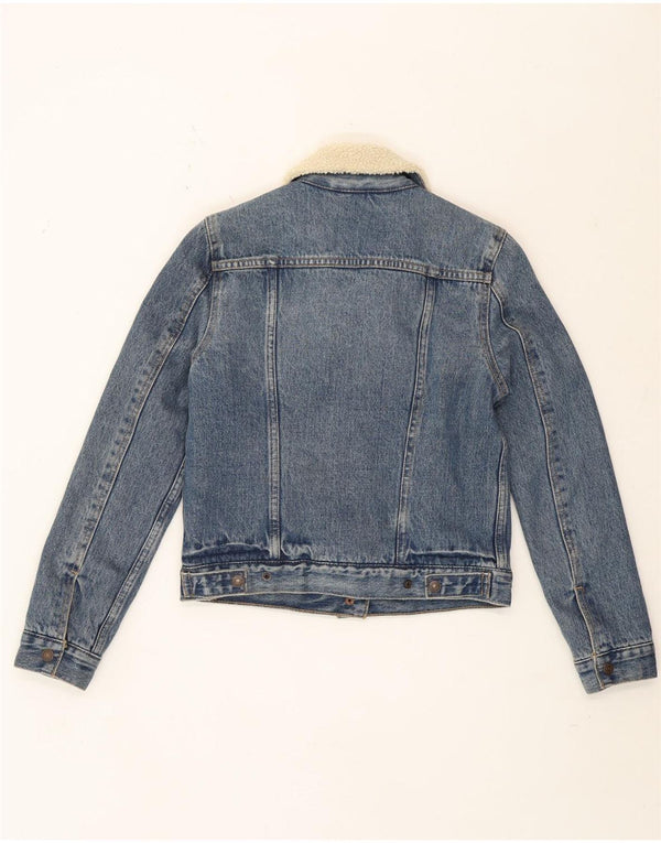 Levi's Dame Denim Sherpa Jacket UK 6 XS Blå Bomuld