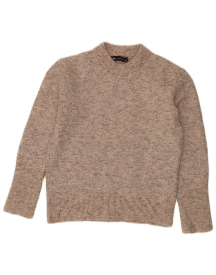 Marks & Spencer Dame sweater med rund hals DK 10 Små beige flækkede