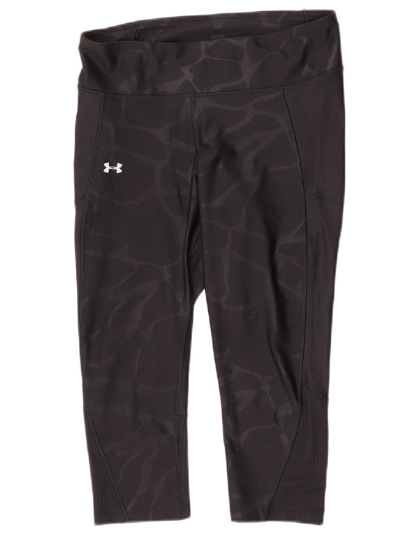 Under Armour Dame Capri Leggings UK 14 Medium Black Camouflage