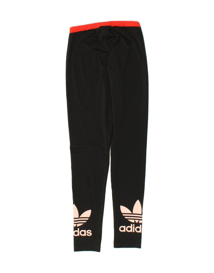 ADIDAS Womens Graphic Leggings UK 8 Small Black Vintage Adidas and Second-Hand Adidas from Messina Hembry 
