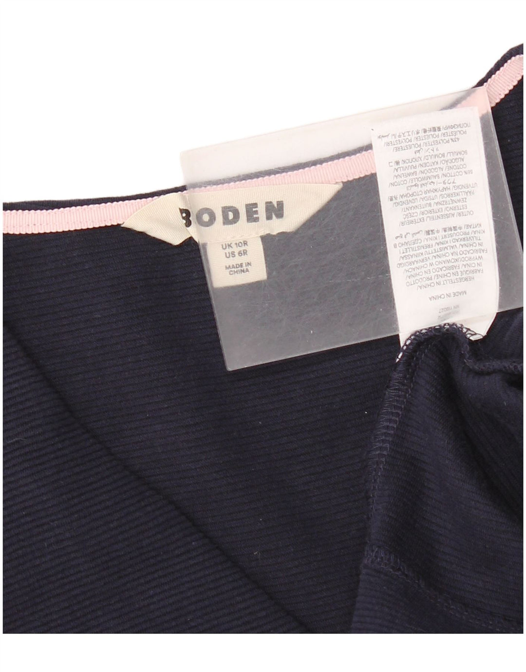 Boden Dame 3/4 Ærmet Skede Kjole UK 10 Small Navy Blue Cotton