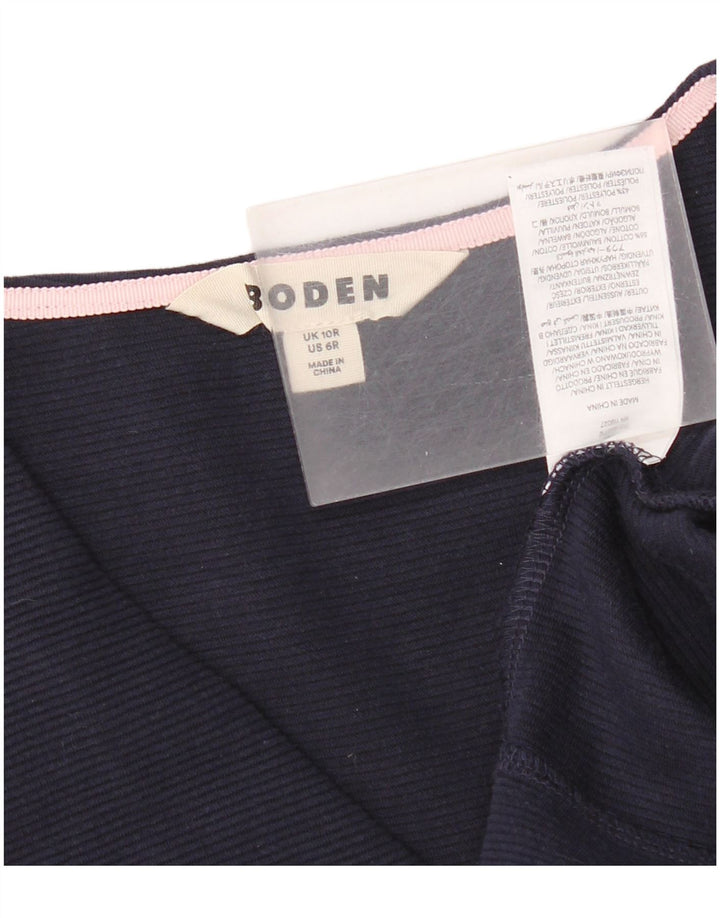 Boden Dame 3/4 Ærmet Skede Kjole UK 10 Small Navy Blue Cotton