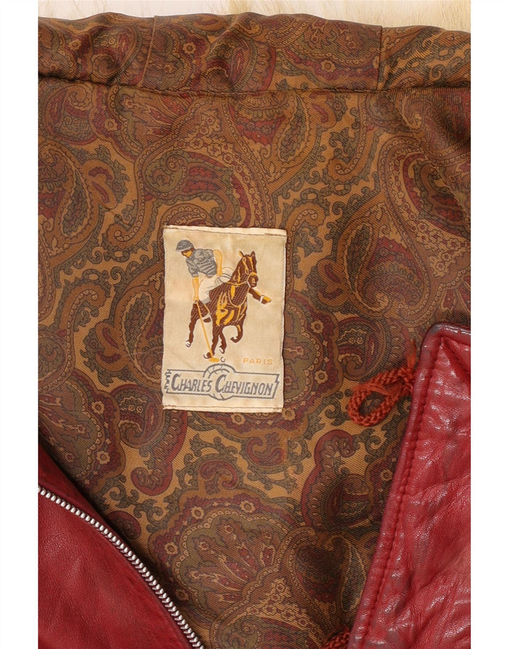 Charles Chevignon Herre Hooded Læderjakke UK 38 Medium Burgundy