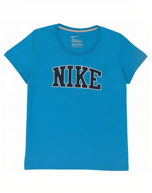 Nike Dame Slim Fit Grafisk T-Shirt Top UK 18 XL Blå Bomuld