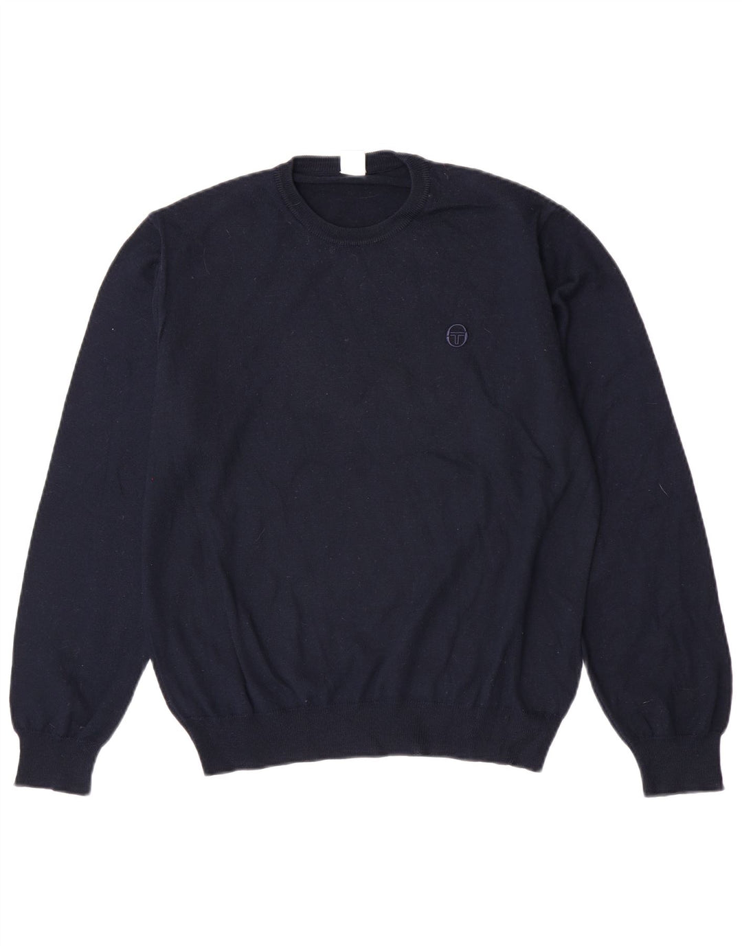 Sergio Tacchini Herre Crew Neck sweater Medium Navy Blue Virgin Wool