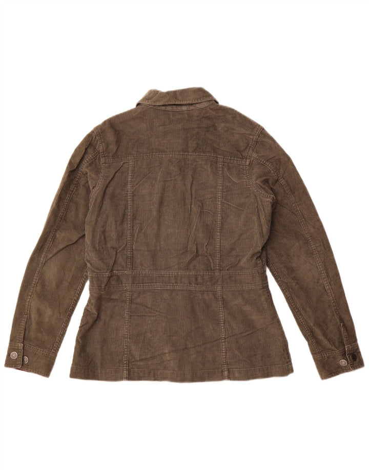 Eddie Bauer Dame Loose Fit Corduroy Jacket UK 10 Small Khaki Cotton