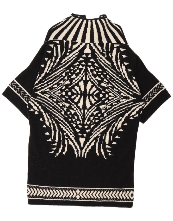 Byblos Dame Longline Cardigan Sweater UK 14 Medium Sort Geometrisk