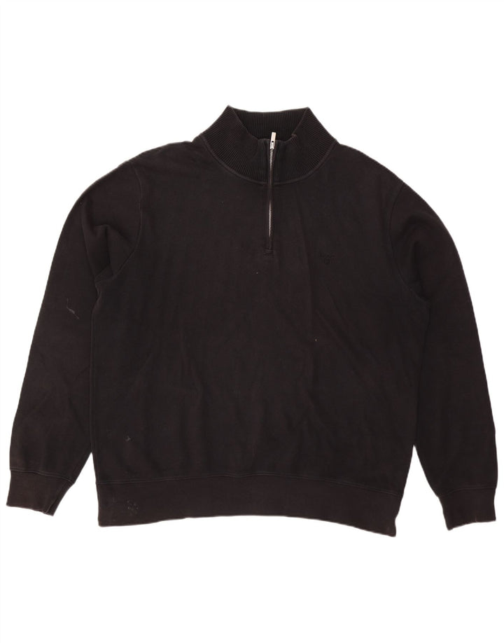 Gant Herre Zip Neck Jumper Sweater 2XL Sort Bomuld