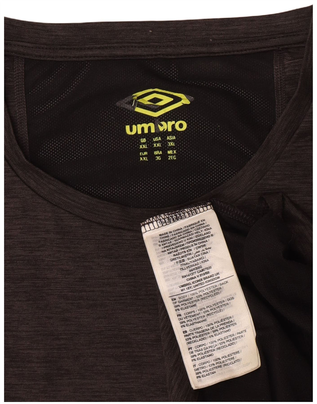 Umbro Herre T-Shirt Top 2XL Grå Colourblock Polyester