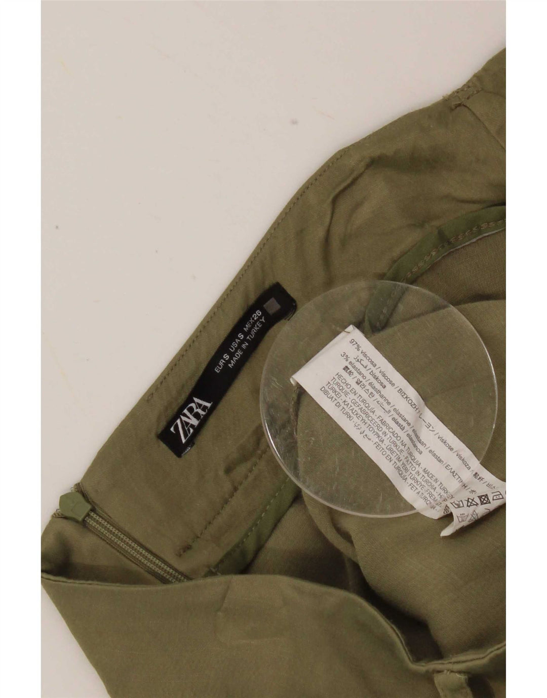 Zara Kvinders Mini Wrap Nederdel Small W26 Khaki Viscose