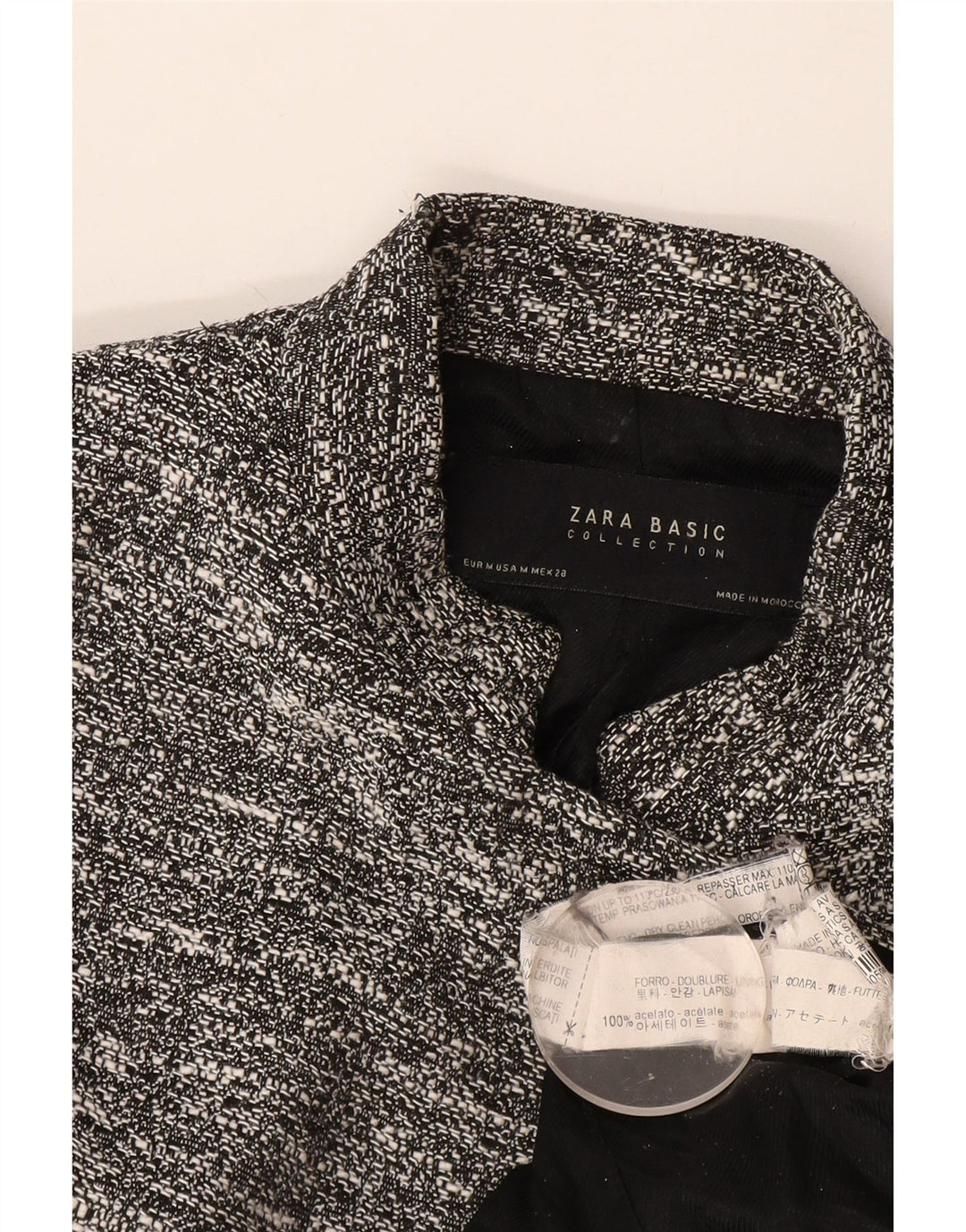 Zara Dame Longline Blazer Jacket UK 12 Medium Grey Flecked Acetate