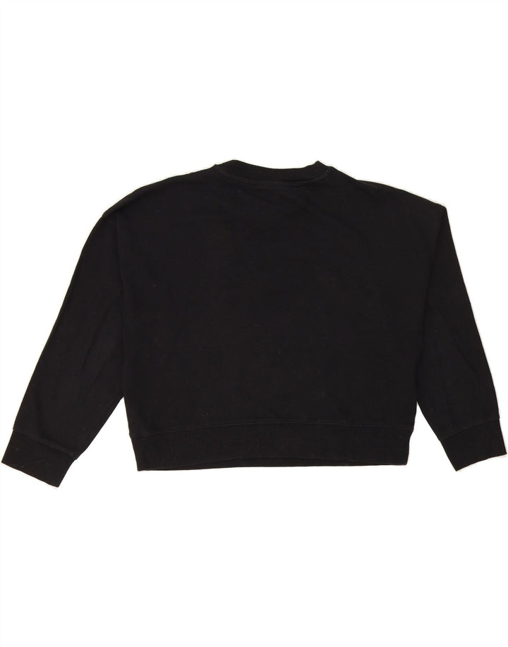 DKNY Womens Oversized Crop Graphic Sweatshirt Jumper UK 16 Large Black Vintage Dkny and Second-Hand Dkny from Messina Hembry 