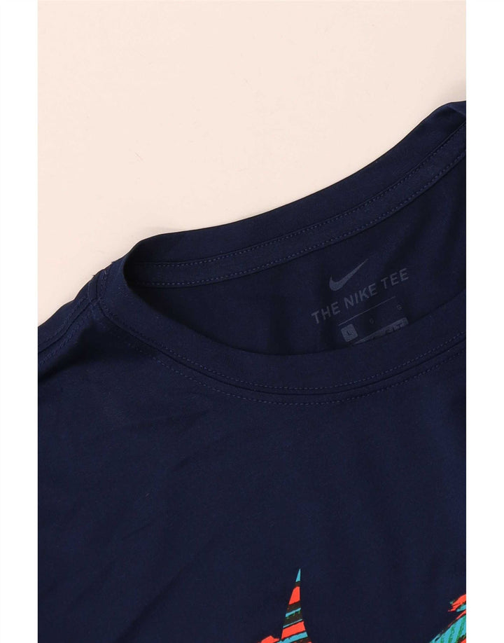 Nike Herre Dri Fit Grafisk T-Shirt Top Stor Marineblå