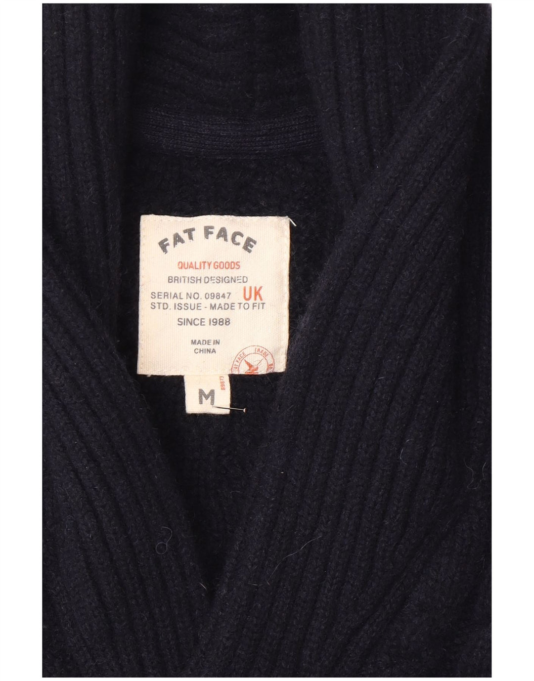Fat Face Herre Cardigan Sweater Medium Marineblå Uld