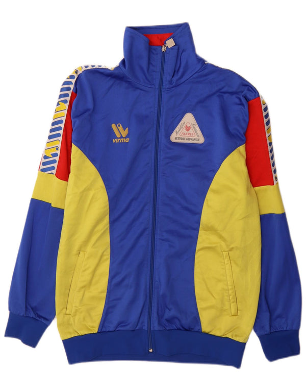Vintage Herre grafisk træningsdragt Topjakke Stor Blå Colourblock Sports