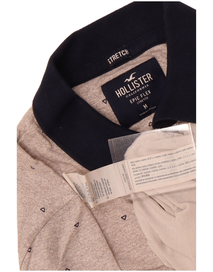 Hollister Stretch Polo Shirt Medium Grey Geometrisk Bomuld