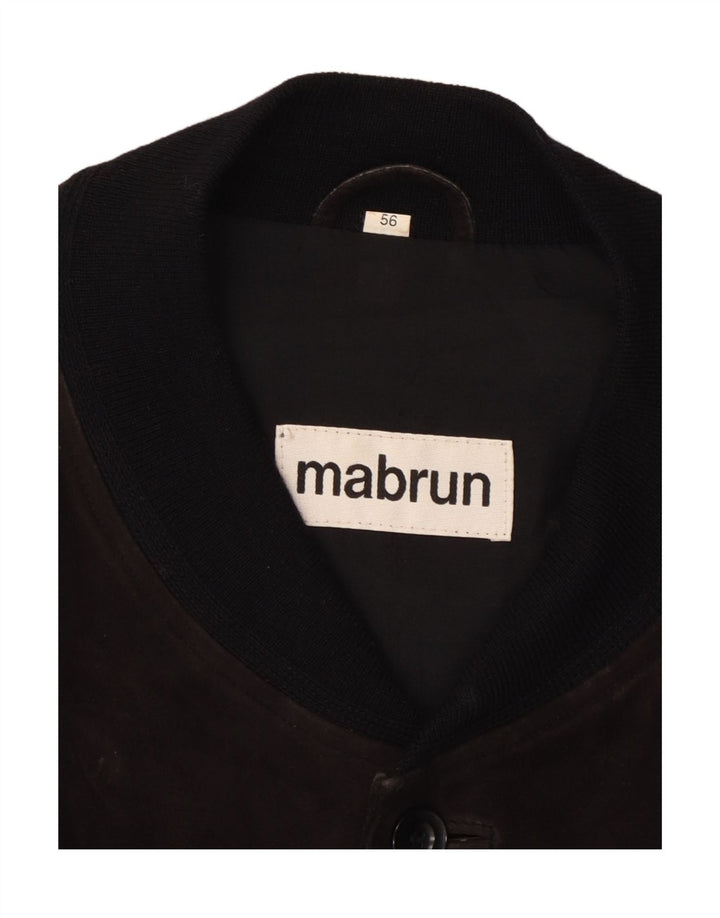 MABRUN Herre Ruskind Bomber Jacket IT 56 3XL Sort Læder