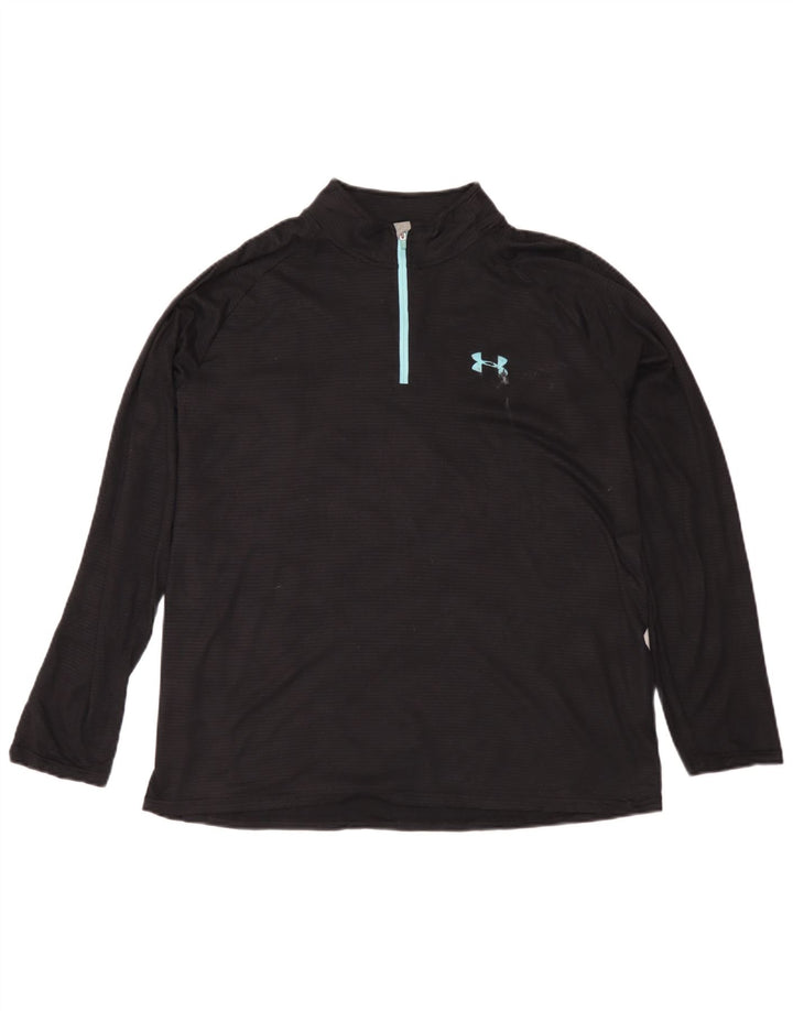 Under Armour Herre Heat Gear Zip Neck Pullover Træningsdragt Top Stor Sort