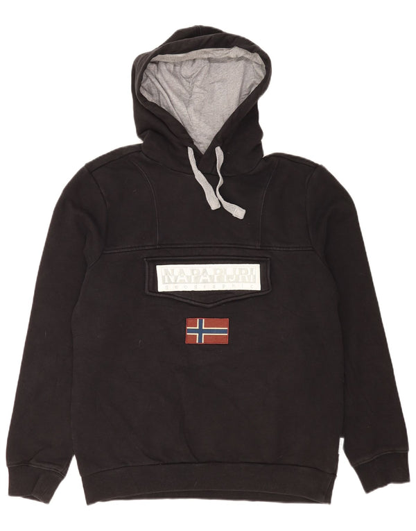 Napapijri Herre grafisk Regular Fit hættetrøje Jumper Medium Sort Bomuld