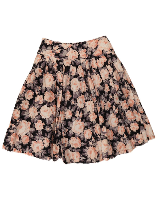 Laura Ashley Kvinder plisseret nederdel UK 10 Small W29 Multicolored Floral