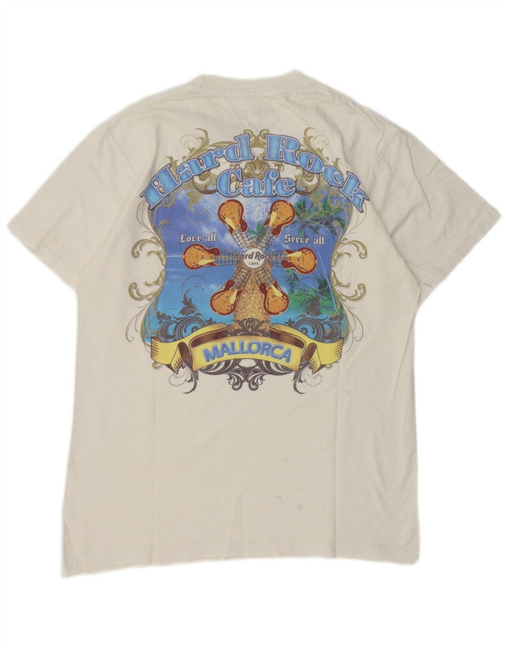 Hard Rock Cafe Herre Mallorca Grafisk T-Shirt Top Medium Hvid Bomuld